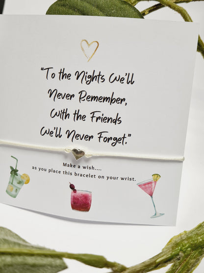 Girls Weekend  2024; Girls Getaway Gift; Girls Trip; Wish Bracelet; To the Nights We'll never remember; Girls Weekend Gift -NR66