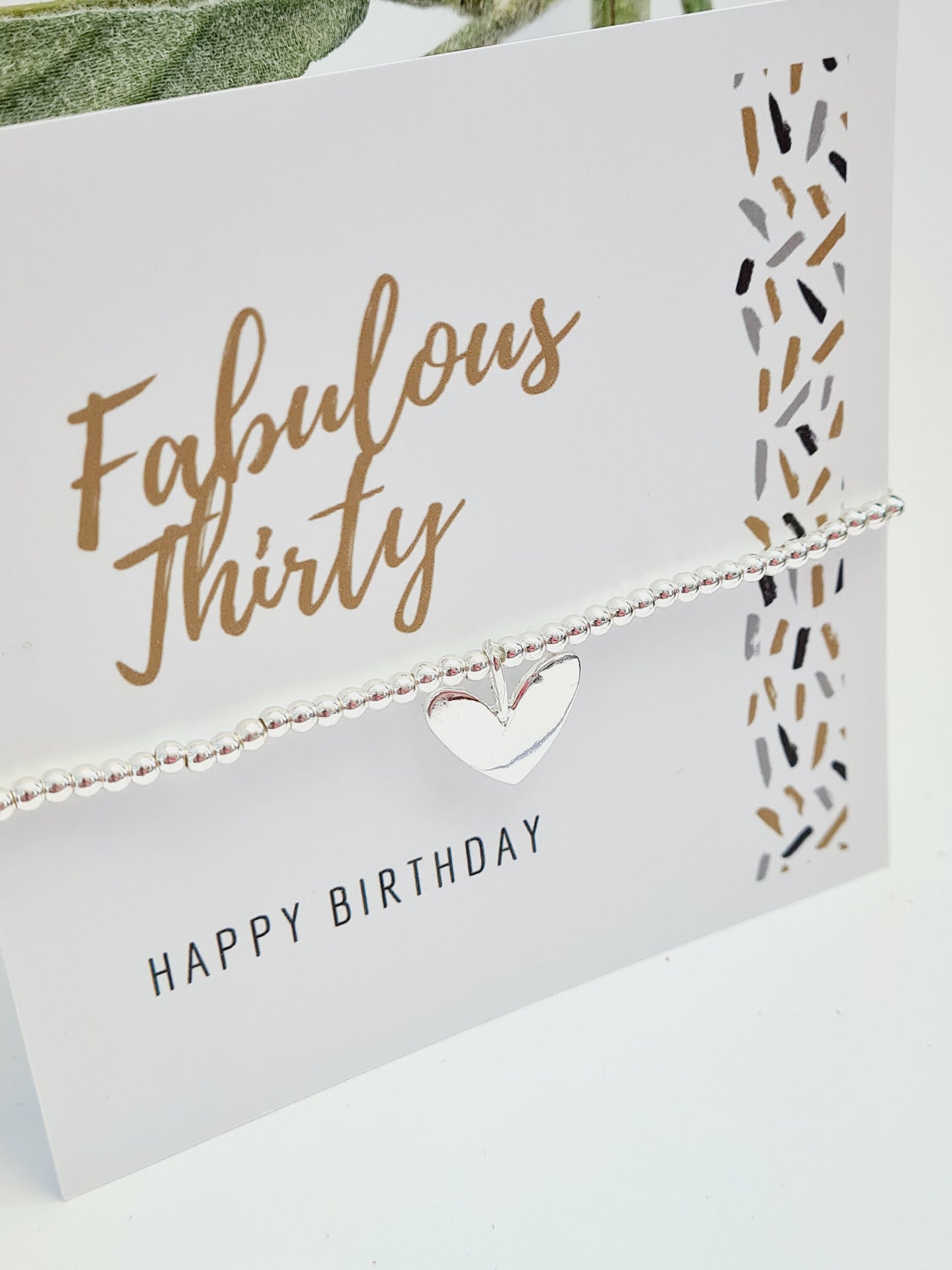 Fabulous Thirty - 30 Thirty Happy Birthday-Silver Plated Heart charm bracelet, 30th birthday bracelet, 30th gift, Happy 30th birthday-Fab1