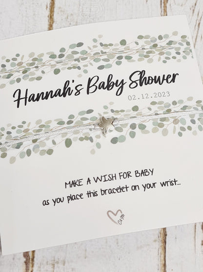 Elegant- Personalised Baby Shower Wish Bracelet, Mummy to Be, Charm String Bracelet, Personalised Gift - CM800