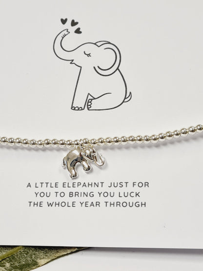 Good Luck - Lucky Elephant - Silver plated charm bracelet & Elephant Charm - Lucky Charm - Travelling - New Job - Baby