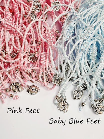 It's a Girl!-Baby Girl Teddy Bear Personalised Baby Shower Wish Bracelet, Mummy to Be, Charm String Bracelet, Personalised Gift - Pink - 801