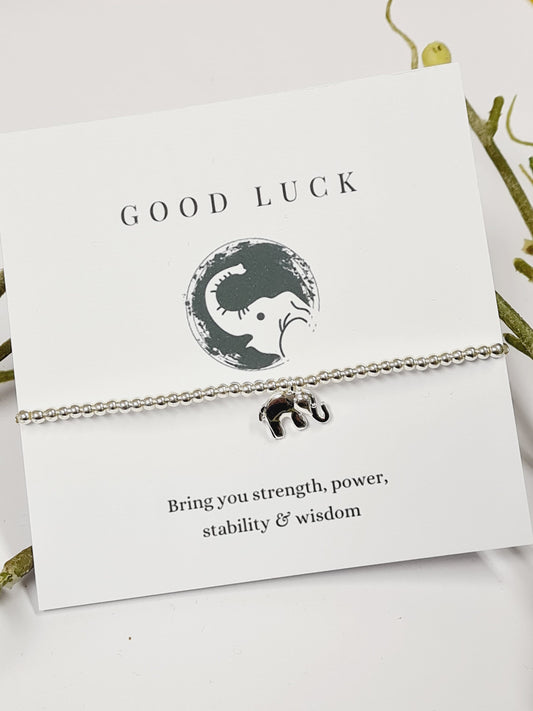 Good Luck - Lucky Elephant - Silver plated charm bracelet & Elephant Charm - Lucky Charm