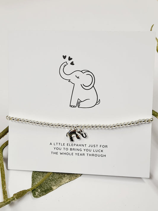 Good Luck - Lucky Elephant - Silver plated charm bracelet & Elephant Charm - Lucky Charm - Travelling - New Job - Baby