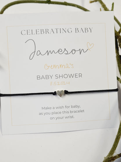 Personalised Baby Shower Wish Bracelet, Mummy to Be, Charm String Bracelet, Personalised Gift - Gender Neutral Yt6